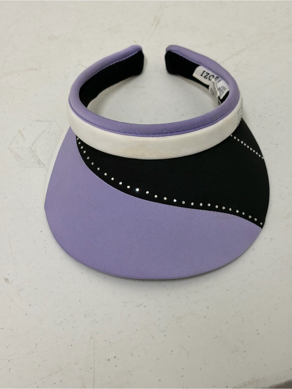 Izod Lavender, Black and White Women's Visor with Rhinestones